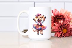 colorful Highland Cow with Minuet Dancer&#039;s Outfit PNG Product Image 2