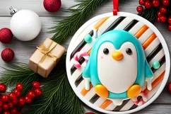 Round Christmas Ornament Sublimation|Clipart Product Image 1