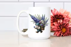 Detailed Gnome with Delphinium Bouquet Sublimation Clipart Product Image 2