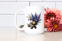 Detailed Gnome with Delphinium Bouquet Sublimation Clipart Product Image 2