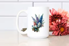 Detailed Gnome with Delphinium Bouquet Sublimation Clipart Product Image 2