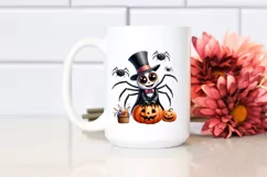 Funny Halloween Spider Watercolor Clipart Product Image 2