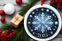 Round Christmas Ornament Sublimation|Clipart Product Image 2
