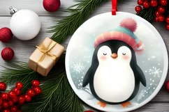 a Colorful Penguin Winter Ornament Sublimation PNG Product Image 2