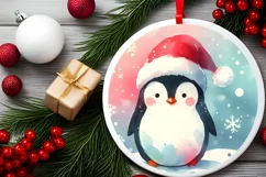 a Colorful Penguin Winter Ornament Sublimation PNG Product Image 2