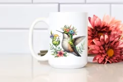 Young Hummingbird with Flower Wreath | Sublimation | Clipart Product Image 2