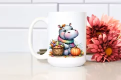 Colorful Baby Hippo Sitting Watercolor Style Product Image 2