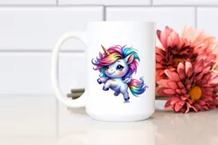 Watercolor Vibrant Unicorn Jumping PNG Product Image 2