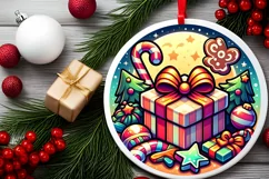 Round Christmas Ornament Sublimation|Clipart Product Image 1