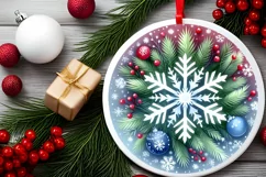 a Snowflake Christmas Ornament Sublimation PNG Product Image 2