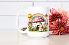 Dog House, Large Mushroom, Striking Rainbow | Clipart Product Image 2