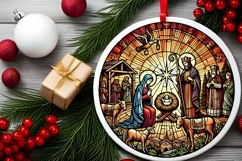 Round Christmas Ornament Sublimation|Clipart Product Image 1