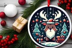 Round Christmas Ornament Sublimation|Clipart Product Image 1