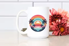Retro Tropical Rainbow Sunset | Sublimation | PNG Clipart Product Image 2