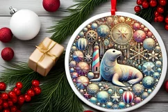 Round Christmas Ornament Sublimation|Clipart Product Image 1