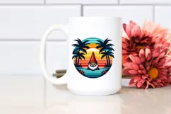 Retro Tropical Gnome Sunset | Sublimation | PNG Clipart Product Image 2
