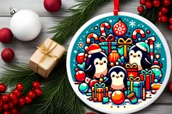 Round Christmas Ornament Sublimation|Clipart Product Image 1