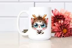 Kitten with Reindeer Horns, Fun PNG Product Image 2