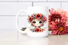 Cute Smiling Eyes Flower Wreath | Sublimation | Clipart Product Image 2