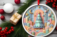 Joyful Christmas Tree Ornament Sublimation PNG Product Image 2