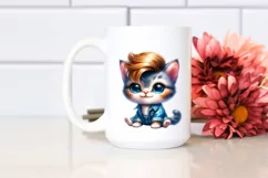 Watercolor Vibrant Cat Sitting PNG Product Image 2