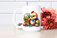 Baby Chicken with Autumn Vegetables | Sublimation | Clipart Product Image 2