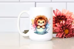 Colorful Smiling Lion Tea Cup Splash Clipart Product Image 2