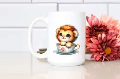 Colorful Smiling Lion Tea Cup Splash Clipart Product Image 2