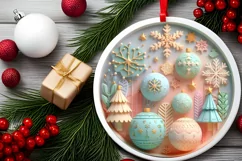 Round Christmas Ornament Sublimation|Clipart Product Image 2