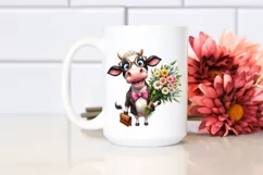 Excited Cow with Large Flower Bouquet | Sublimation | Product Image 2