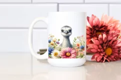 Baby Rhea Above Flower Watercolor | Splash Clipart Product Image 2
