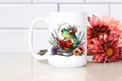 Colorful Frog Reading a Book PNG Product Image 2
