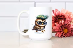 Expressive Baby Owl with Cool Haircut PNG Product Image 2