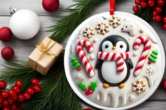 Round Christmas Ornament Sublimation|Clipart Product Image 1