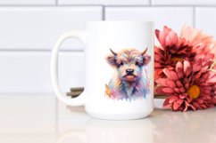 Colorful Baby Highland Cow Provencal Town PNG Product Image 2