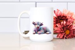 Colorful Baby Highland Cow Provencal Town PNG Product Image 2