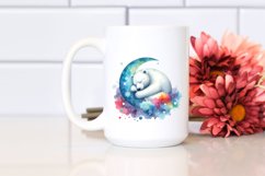 Colorful Polar Bear on Moon Sticker Clipart Product Image 2
