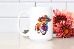 Colorful Baby Highland Cow in Foxtrot Dancer's Attire, PNG Product Image 2