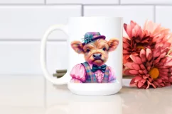 Colorful Baby Highland Cow in Foxtrot Dancer's Attire, PNG Product Image 2