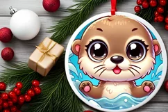 Round Christmas Ornament Sublimation|Clipart Product Image 1