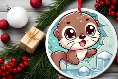 Round Christmas Ornament Sublimation|Clipart Product Image 1