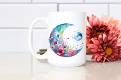 Watercolor Moon Sticker | Sublimation | Clipart Product Image 2