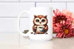 Funny Cute Owl Holding Pizza Slice Clipart Product Image 609