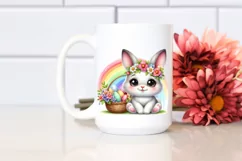 Easter Bunny Rainbow Flower, Clipart |T-shirt, Mug PNG Product Image 3