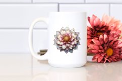 Detailed Glossy Dahlia, Round Watercolor Splash Clipart Product Image 2