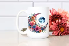 Vibrant Moon with Flowers PNG Clipart Product Image 2