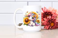 cute Baby Unicorn with Sunflower | Watercolor Product Image 2