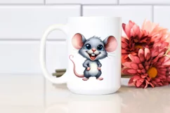 Watercolor Baby Mouse Standing Excited Sublimation Clipart Product Image 2