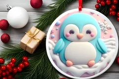 a Pastel 3D Christmas Penguin Sublimation PNG Product Image 2