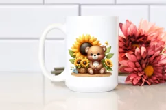 Funny Baby Bear Sunflower | Sublimation | Clipart Product Image 2